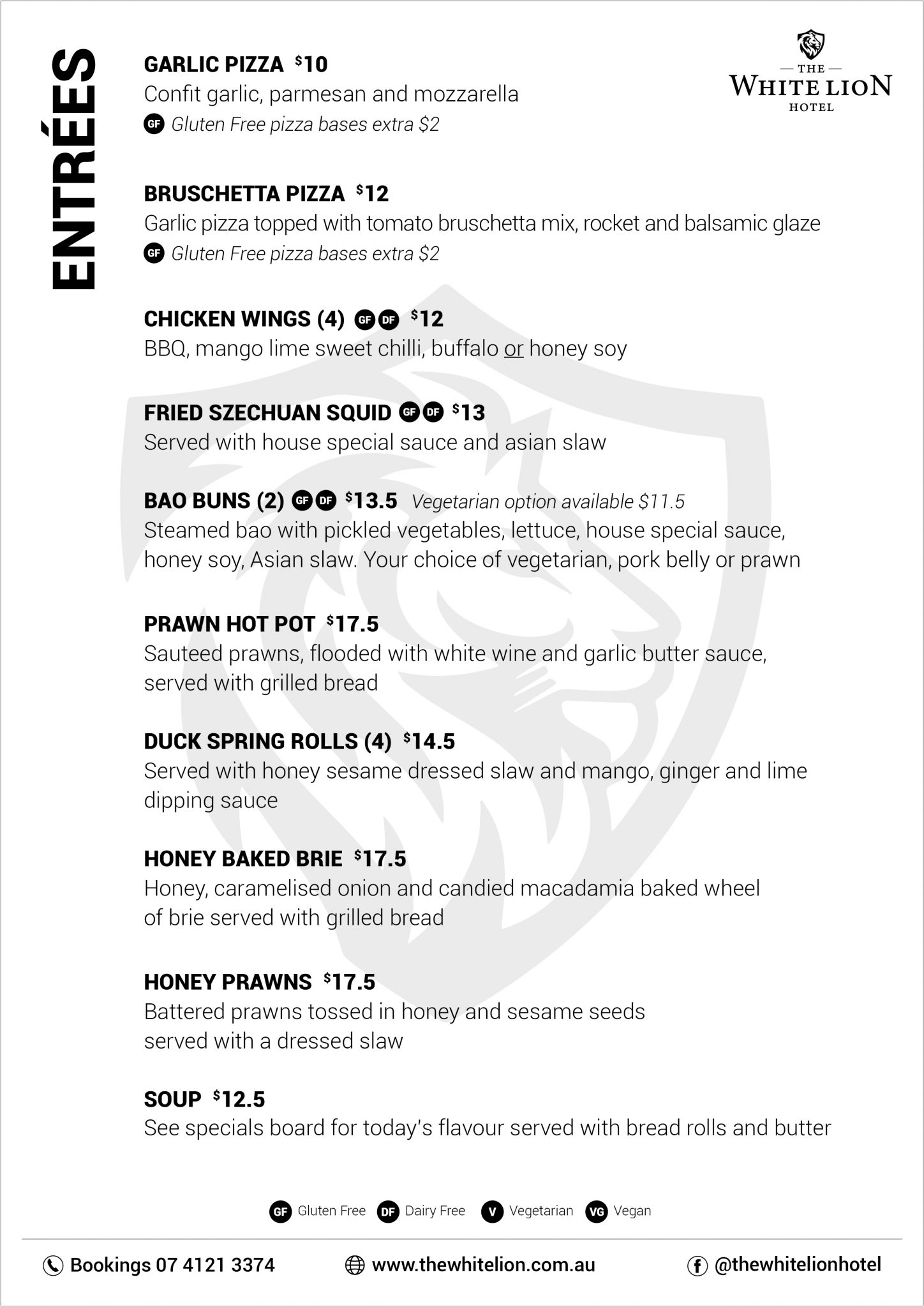 MEALS • THE WHITE LION HOTEL