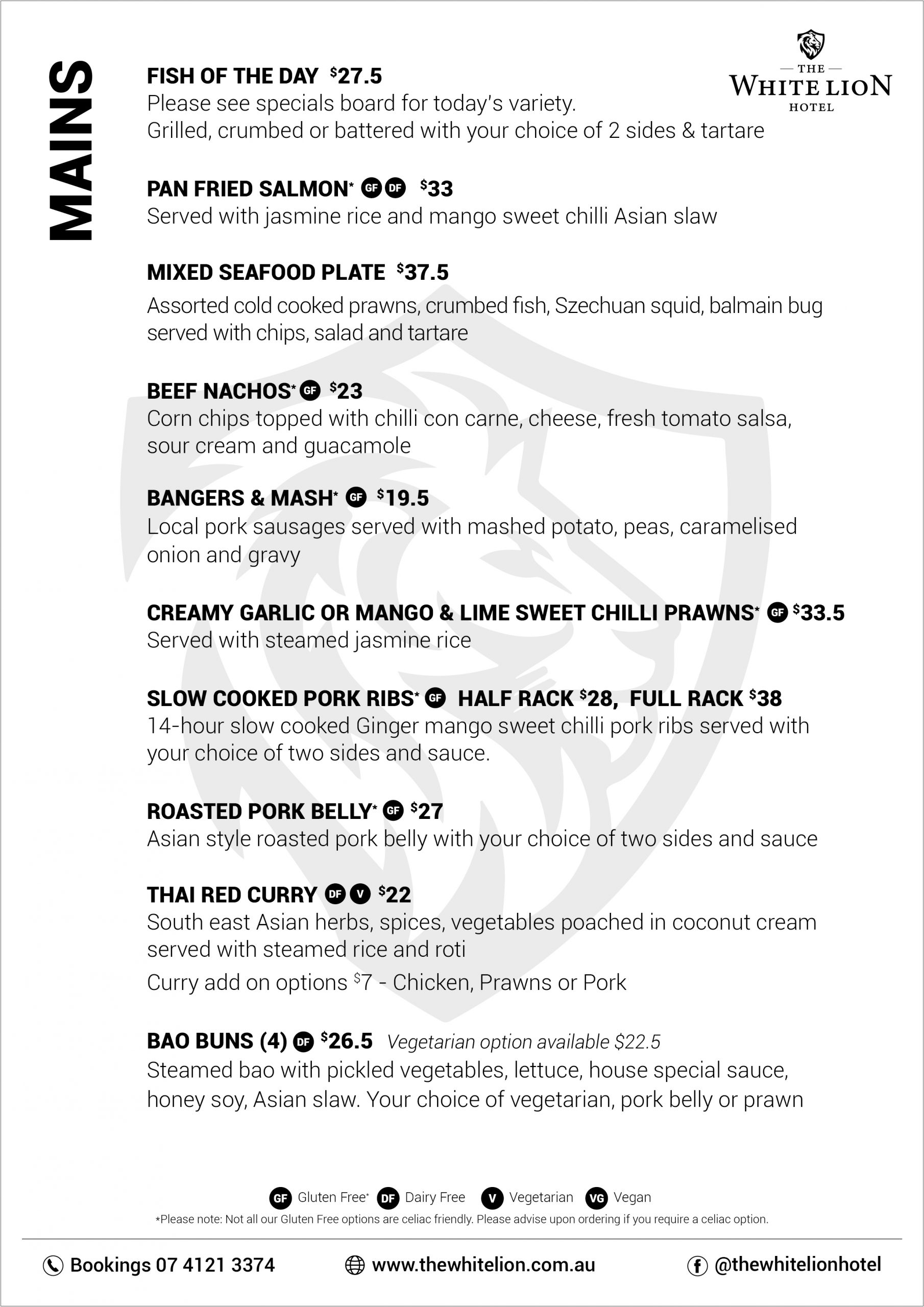 MEALS • THE WHITE LION HOTEL